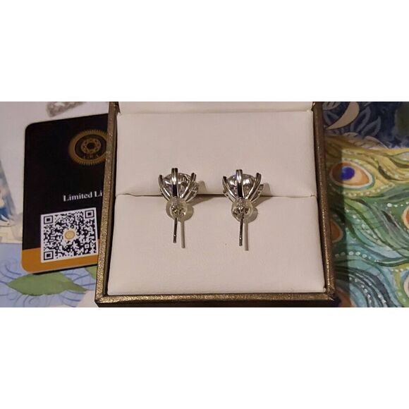 CERTIFIED Genuine Moissanite Diamond 4 Ct. Heart Prong Stud Earrings~18K/.925SS - Picture 8 of 11